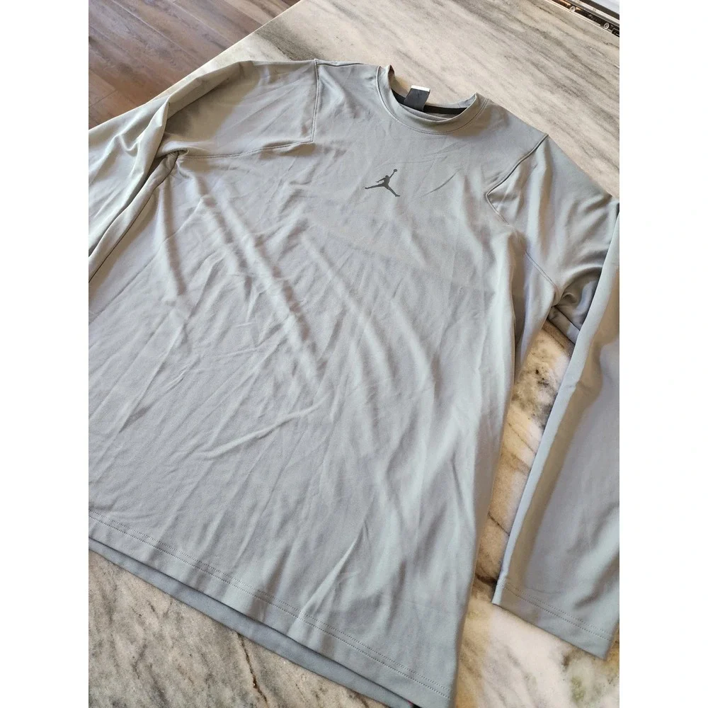 Jordan Mens 2XL Grey Dri-FIT Long Sleeve Basketball Training Shirt 800915-065